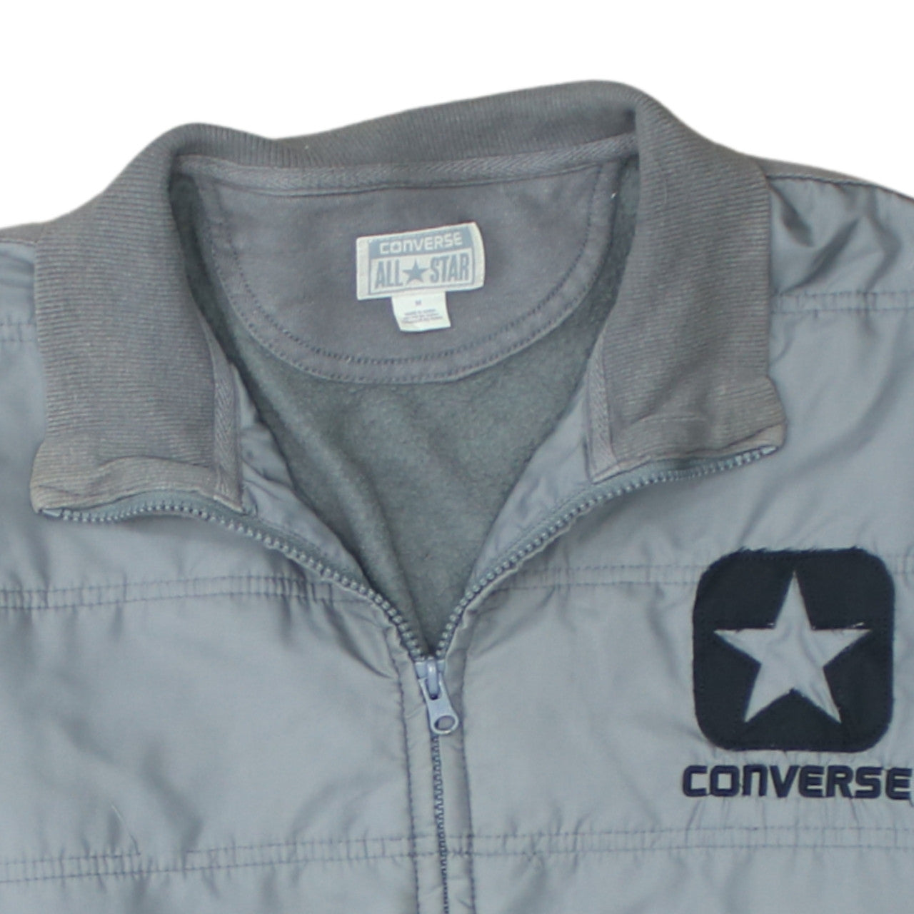 Converse Men’s Grey Bomber Jacket Size M Full Zip Cotton Blend