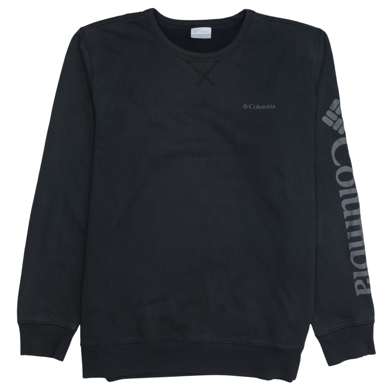 Columbia Men Black L Crew Neck Pullover Sweatshirt Logo Outdoor