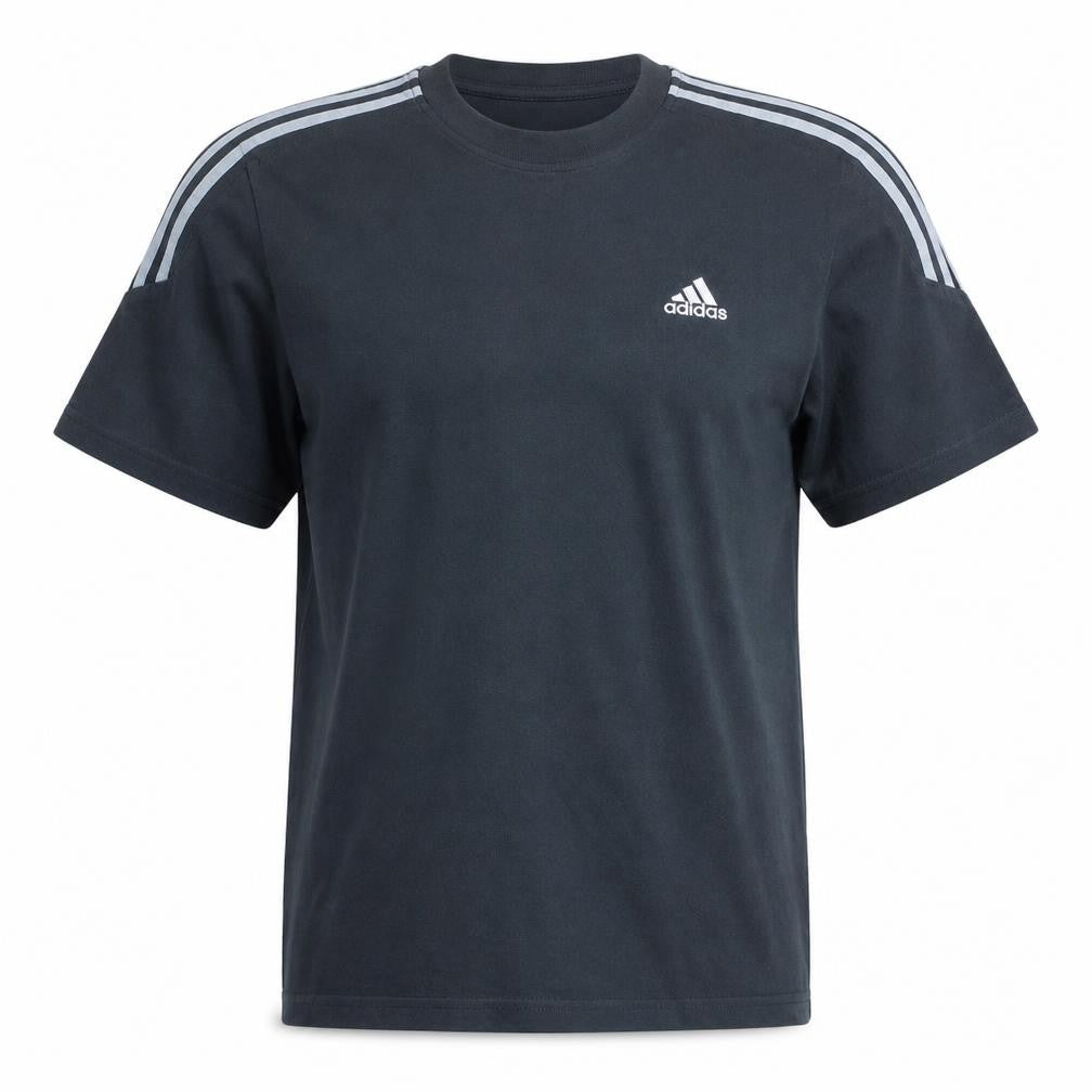 Front view of Adidas Men's Black Short Sleeve Crew Neck Sports T-Shirt, size L