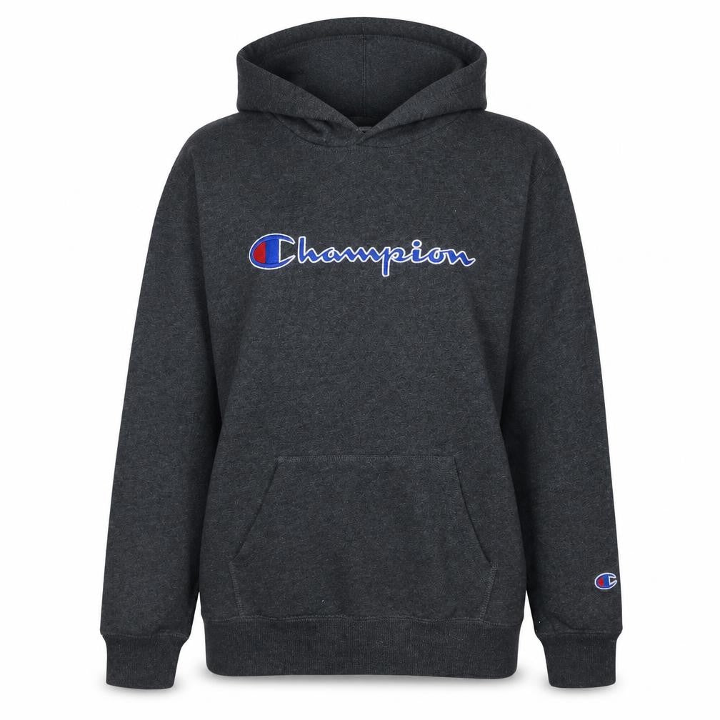 Champion Womens Dark Grey Pullover Hoodie L Logo Graphic Casual
