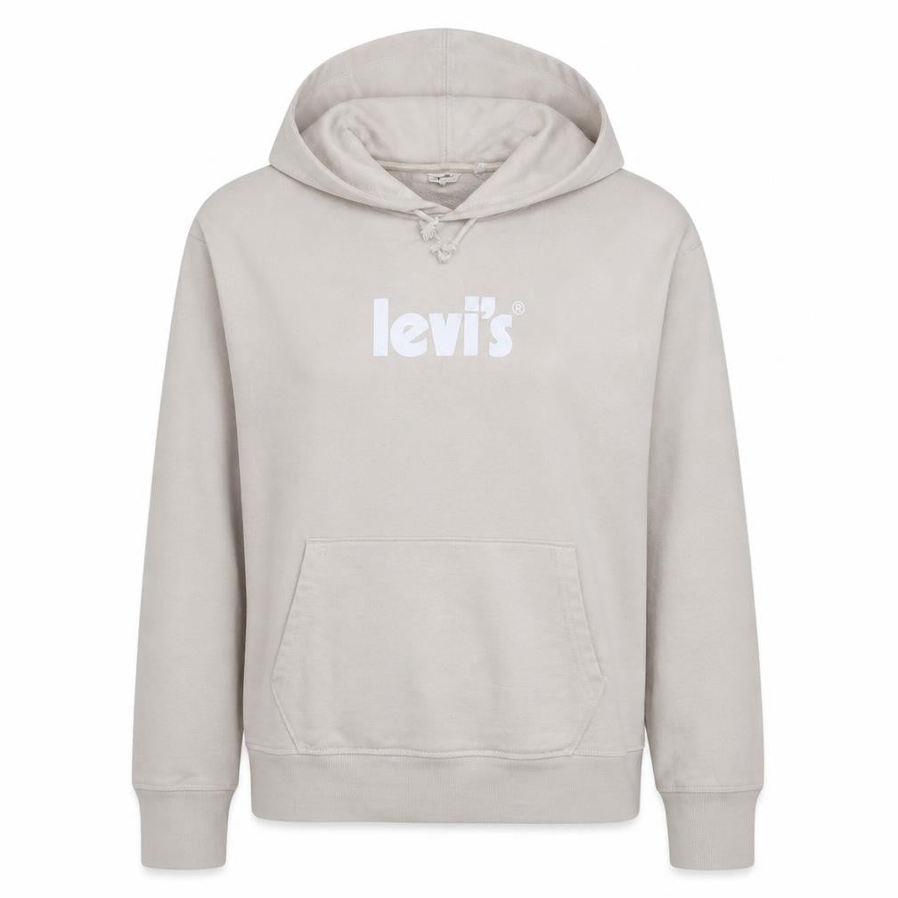 Levi's Women's Beige Pullover Hoodie Small Cotton Logo Sweatshirt