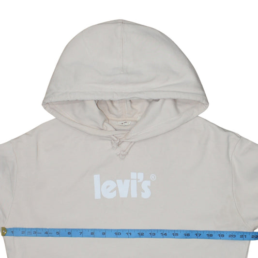Levi's Women's Beige Pullover Hoodie Small Cotton Logo Sweatshirt