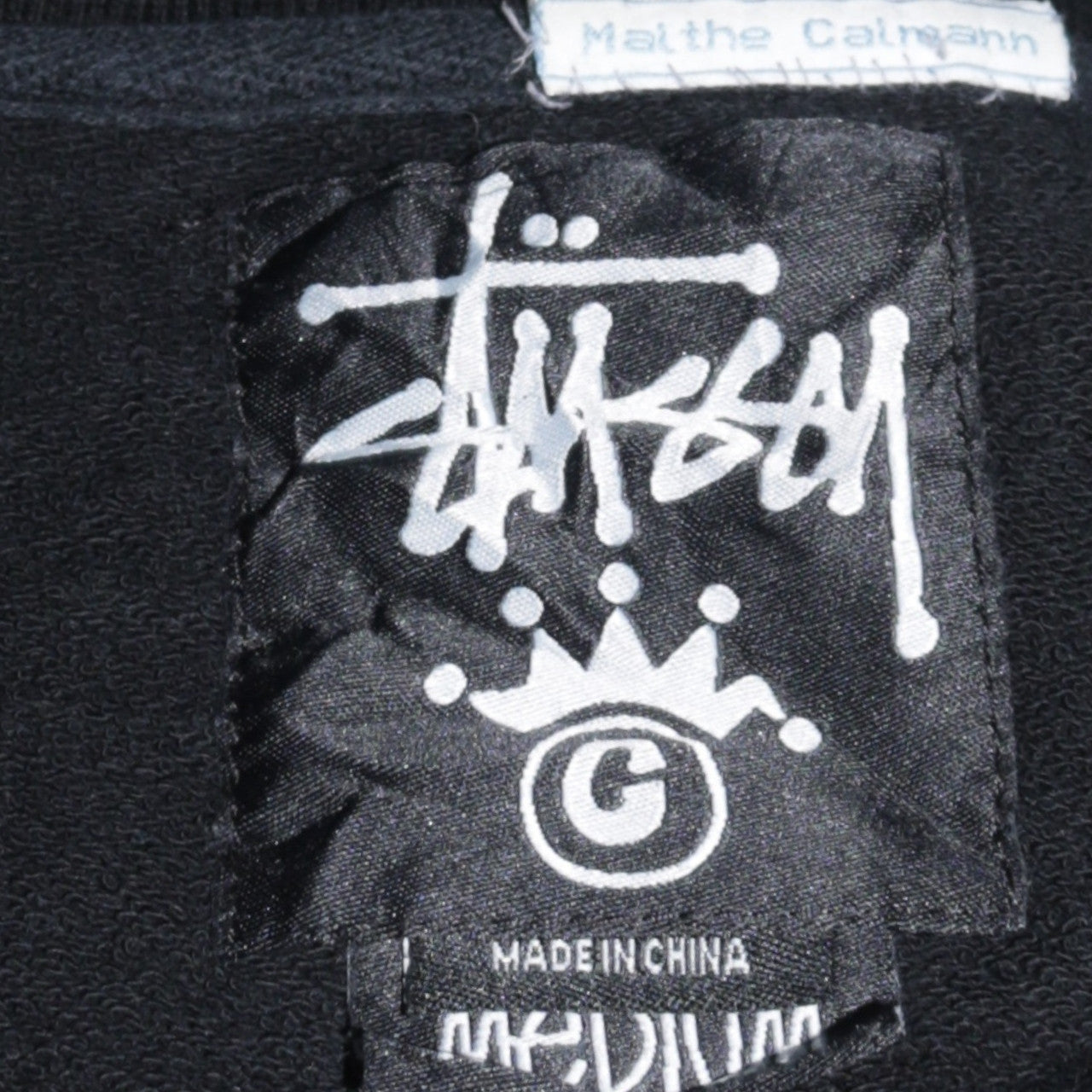 Stussy Mens Black Medium Button Up College Sweatshirt Jacket