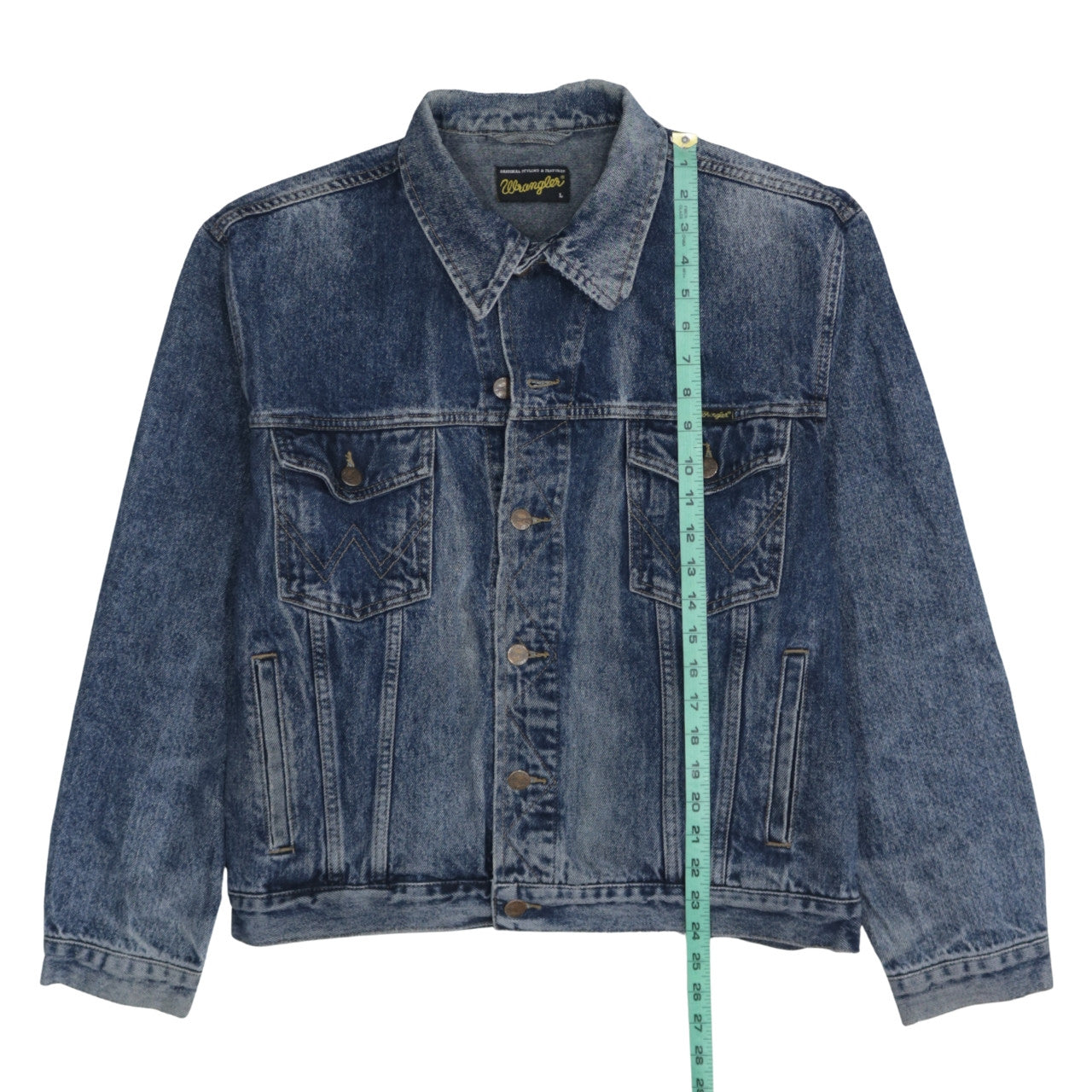 Wrangler Men's Blue Denim Basic Jacket L Regular Fit Classic Style