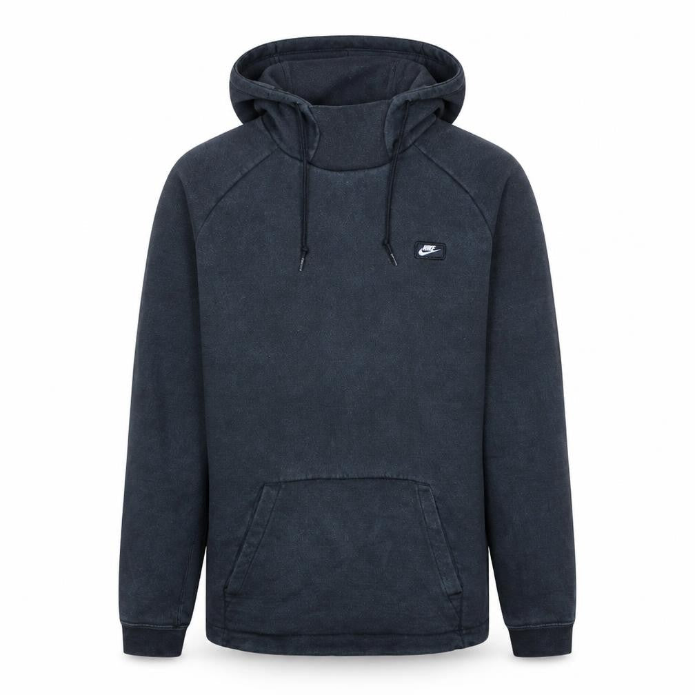 Nike Men Black Small Pullover Hoodie Fleece High Neck Logo Sportswear