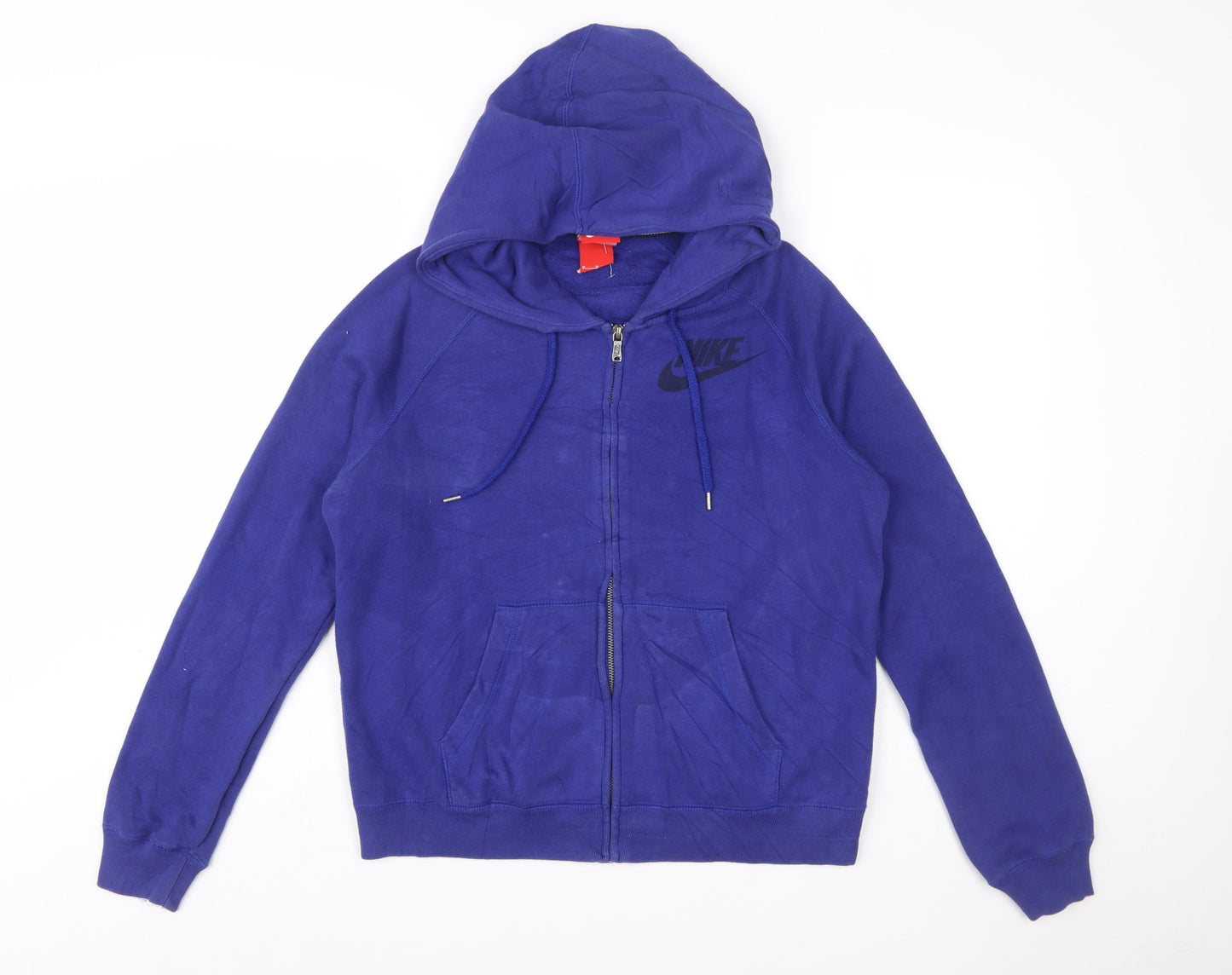 Nike Womens Blue Full Zip Hoodie Sweatshirt Medium Cotton Blend