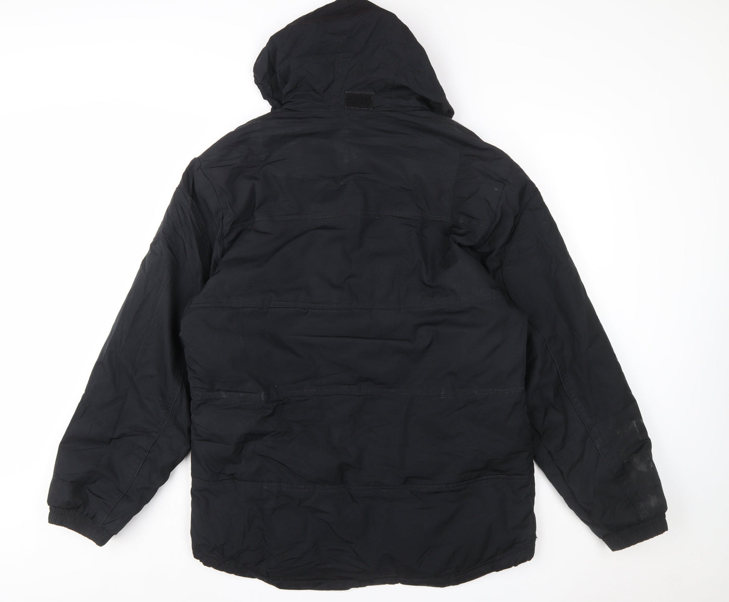 Reebok Men's Black Mid-Length Hooded Puffer Jacket Size M