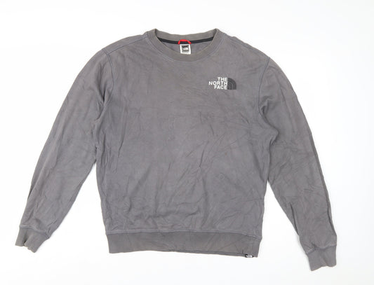 The North Face Men's Grey Crew Neck Cotton Sweatshirt M Regular Fit