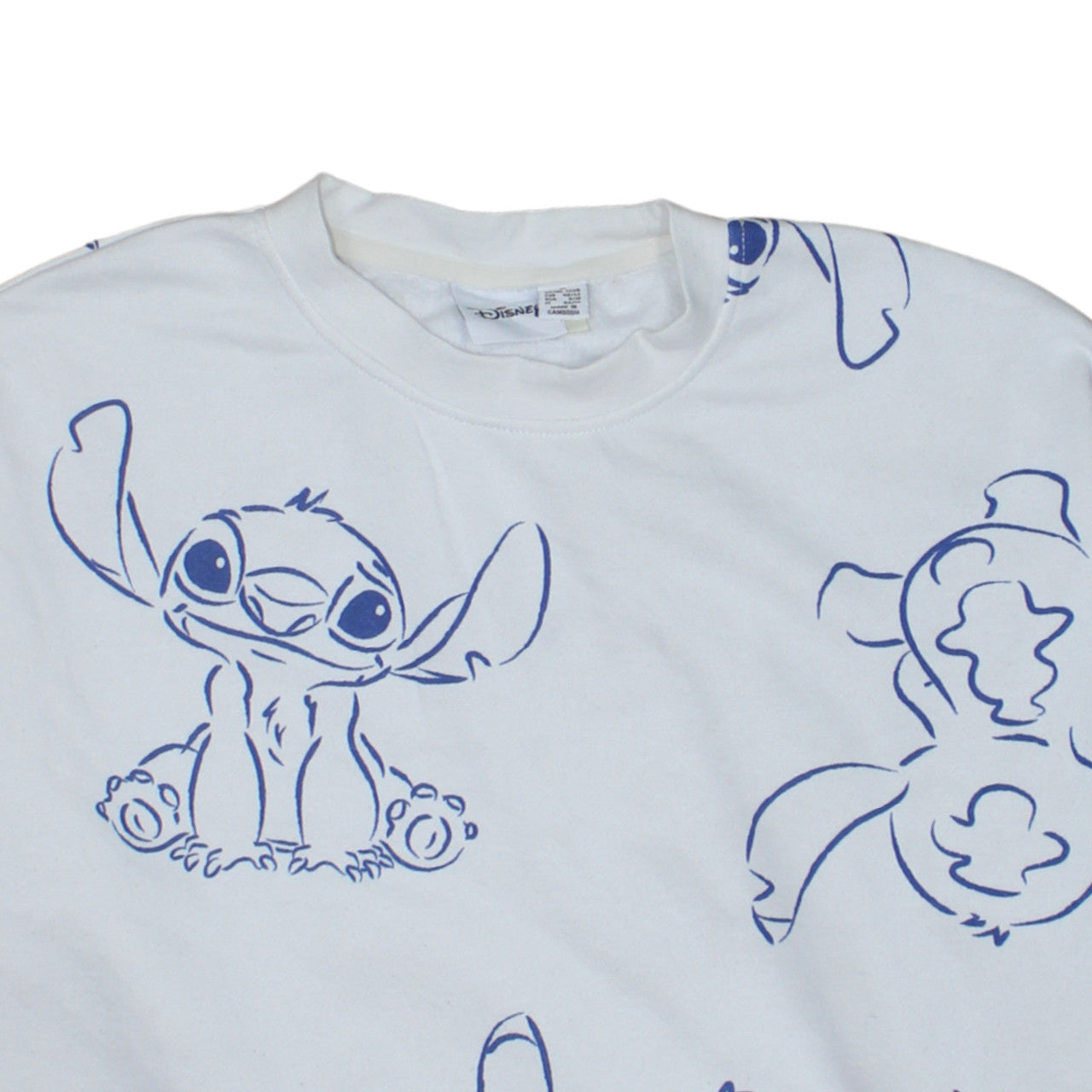 Disney Primark Women White Stitch Sweatshirt Medium 12/14 Relaxed Fit