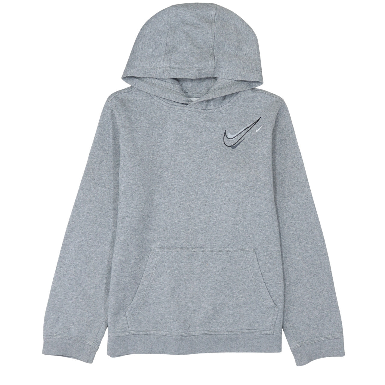 Nike Boys Grey XL Pullover Hoodie with Logo Print - Cotton Blend