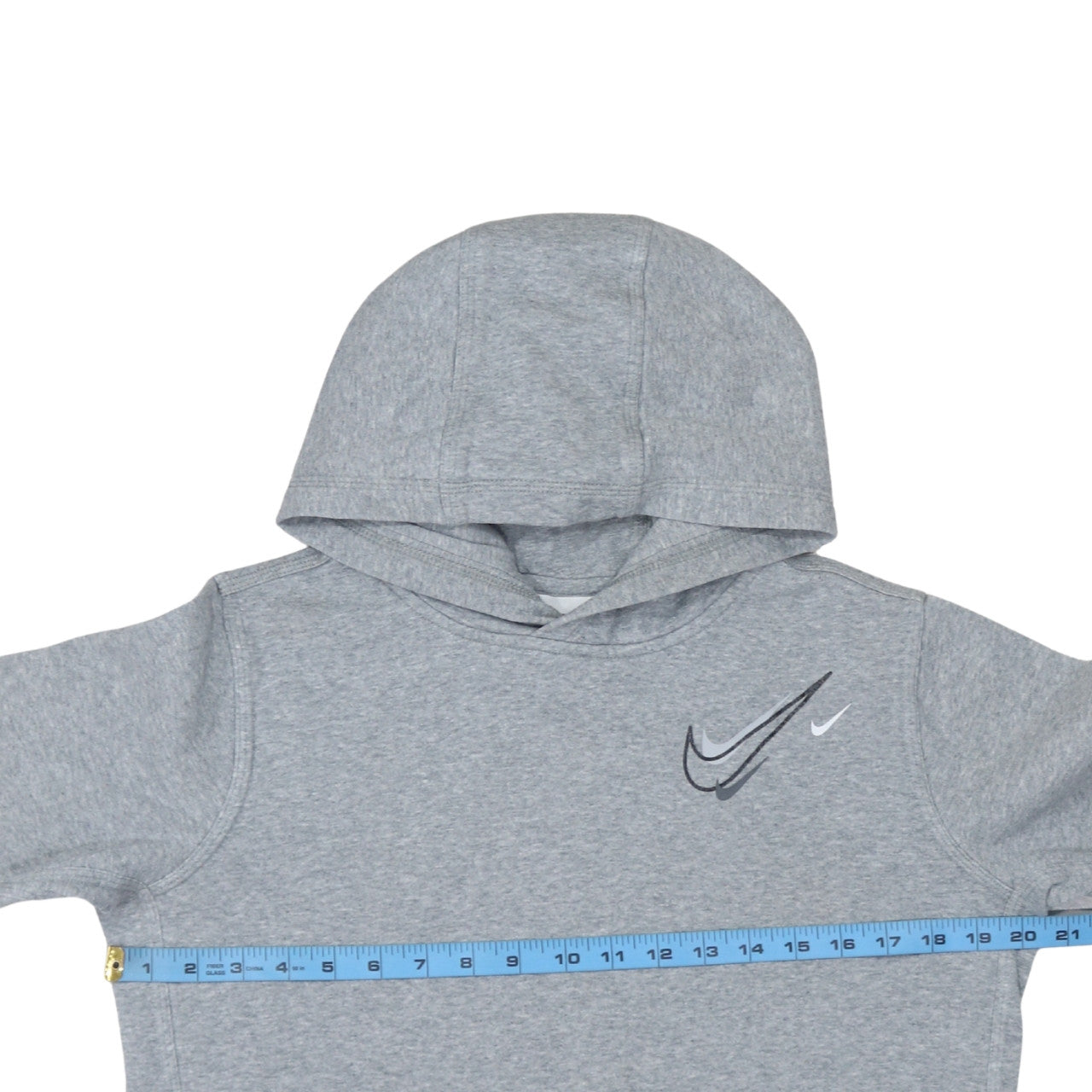 Nike Boys Grey XL Pullover Hoodie with Logo Print - Cotton Blend
