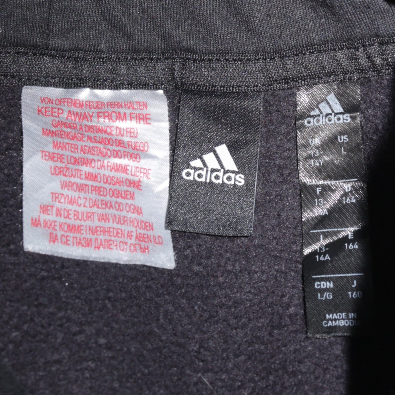 Adidas Boys Black Pullover Hoodie 14-15 Years Cotton Blend Casual Sportswear