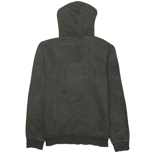 Napapijri Men's Grey Pullover Hoodie M Embroidered Logo Flag Design