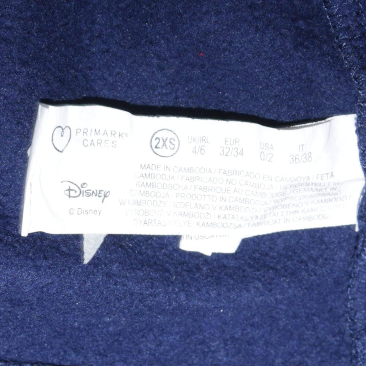 Disney Primark Women Blue Stitch Pullover Hoodie 2XS Hooded Sweatshirt