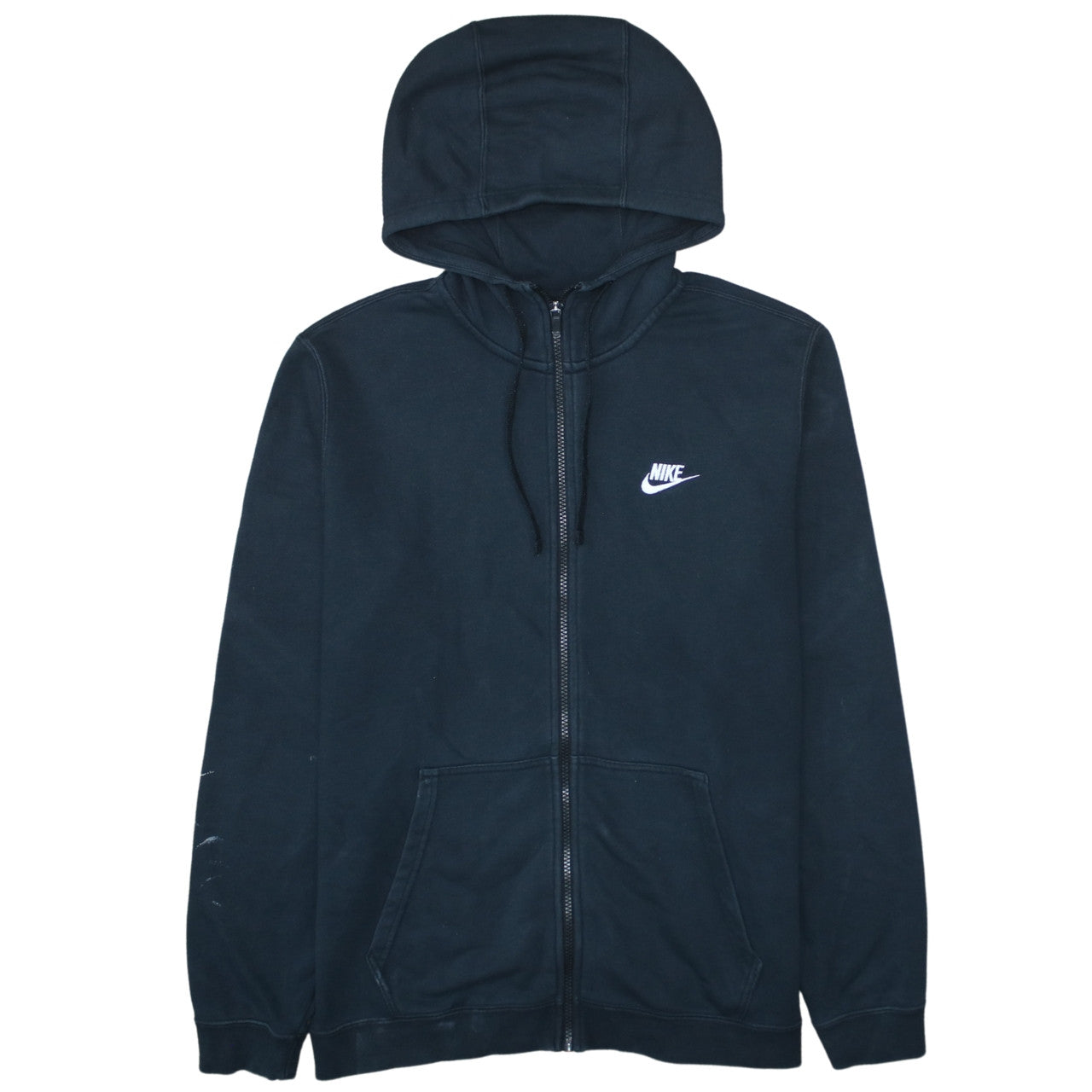 Nike Men's Black Full Zip Hoodie L Cotton Blend Sportswear