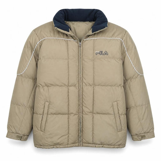 FILA Men's Beige XL Puffer Jacket Nylon Winter Sports Coat