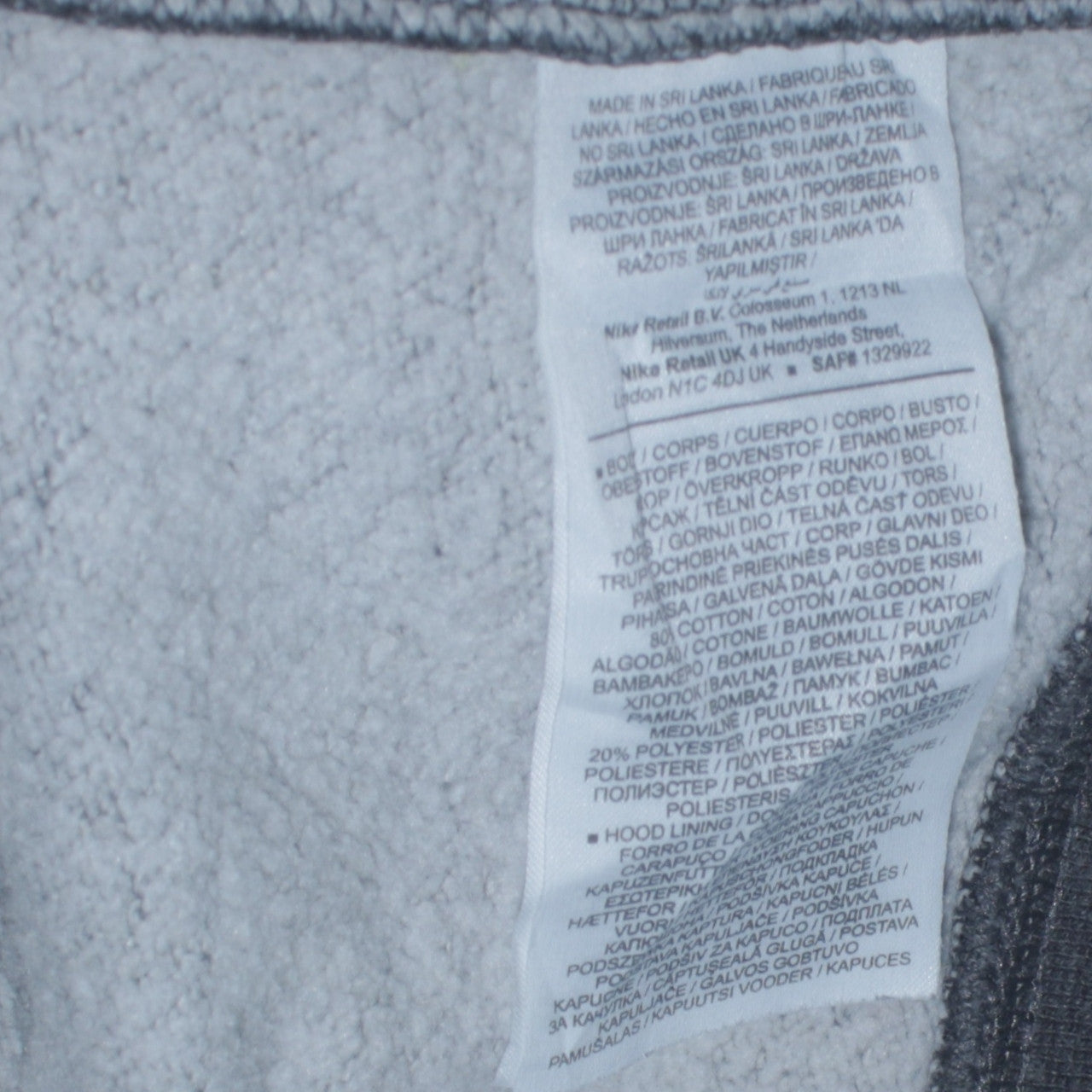 Nike Men's Grey Pullover Hoodie Size L Regular Fit Fleece