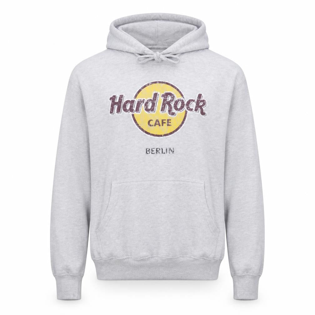 Hard Mens Rock Cafe Berlin Grey Pullover Hoodie Small Music Logo