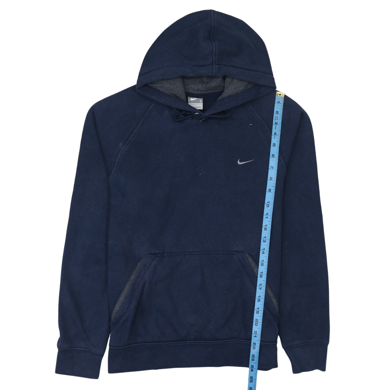 Nike Men Blue Small Pullover Hoodie Fleece Logo Sweatshirt