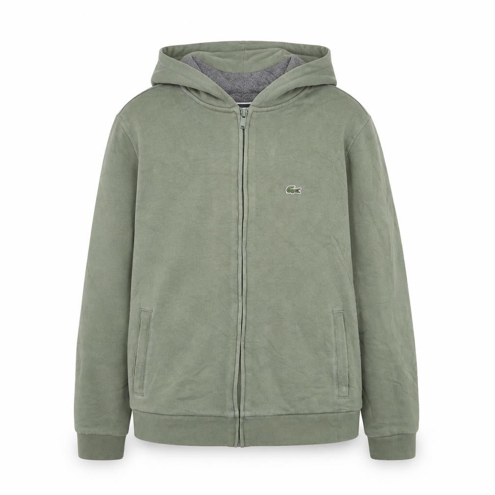 Lacoste Sport Boys Green Full Zip Hoodie Size 16 Years Cotton Blend