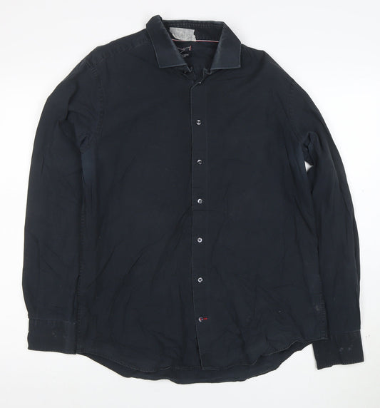 Tommy Hilfiger Men's Navy Slim Fit Button-Up Shirt Size 42 16.5