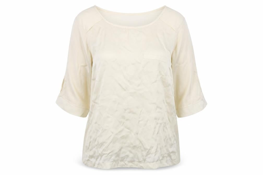Zara Woman Ivory Silk Blend 3/4 Sleeve Blouse Size S