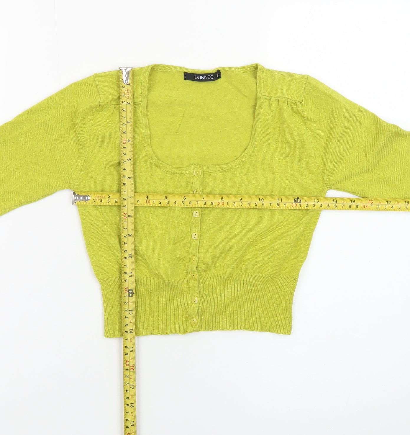 Dunnes Women’s Green Cardigan Small Square Neck Knit Top