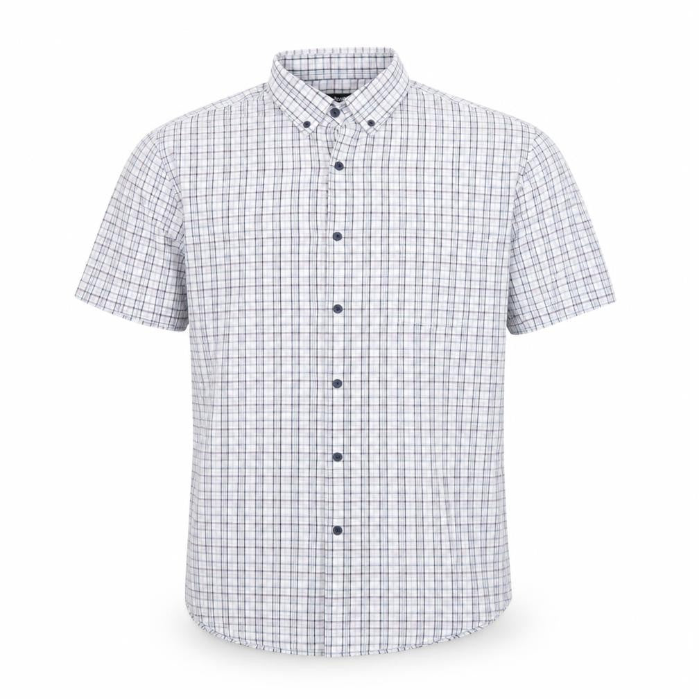 Dunnes Men's Blue Check Short Sleeve Button-Up Shirt Size L