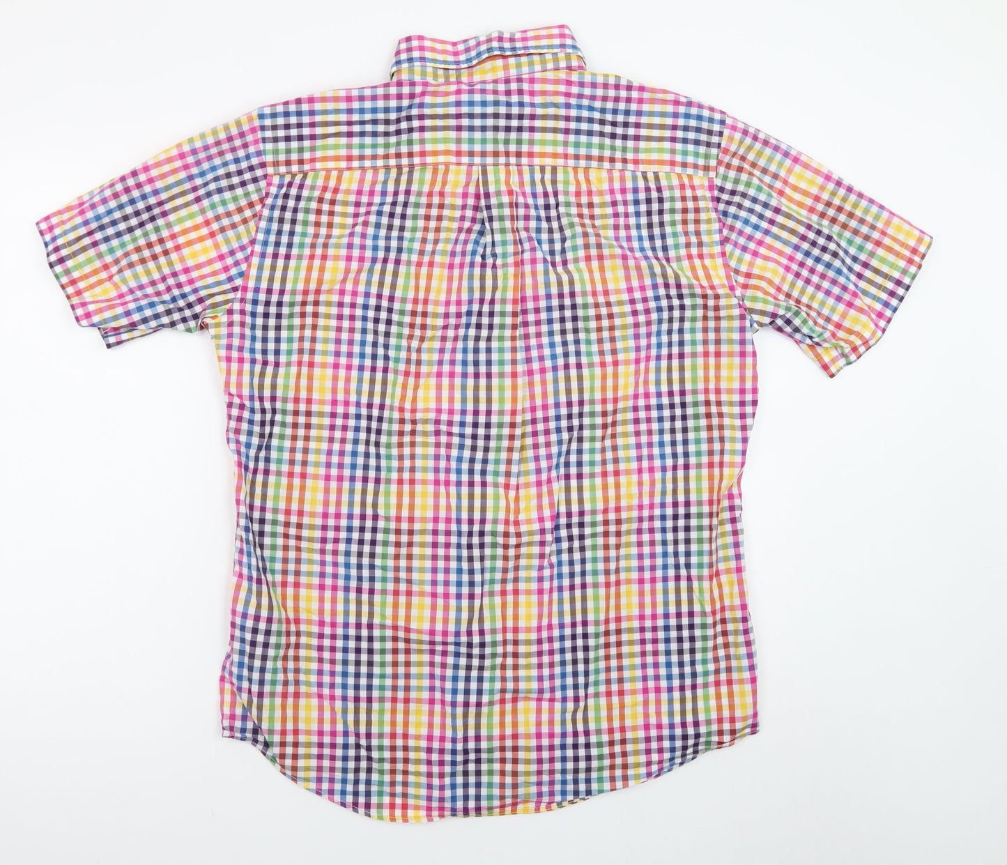 Fynch-Hatton Men's Multicoloured Checked Short Sleeve Cotton Button-Up Shirt M