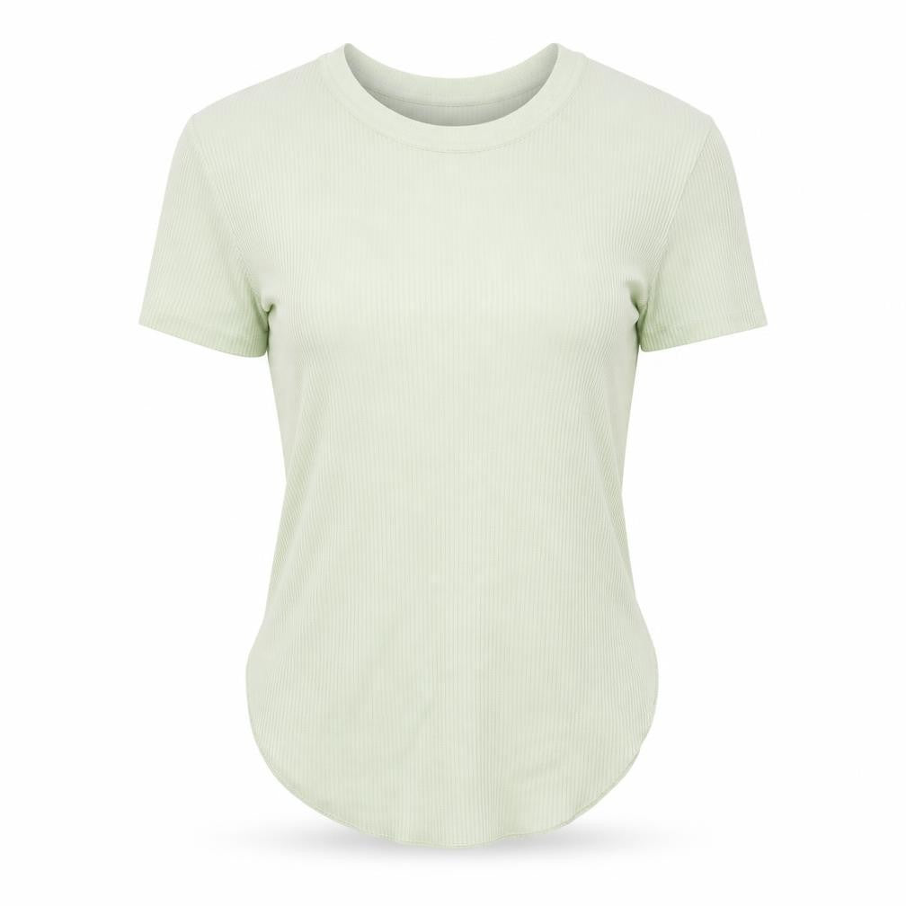 Zara Women Green Short Sleeve Ribbed Knit T-Shirt Size S