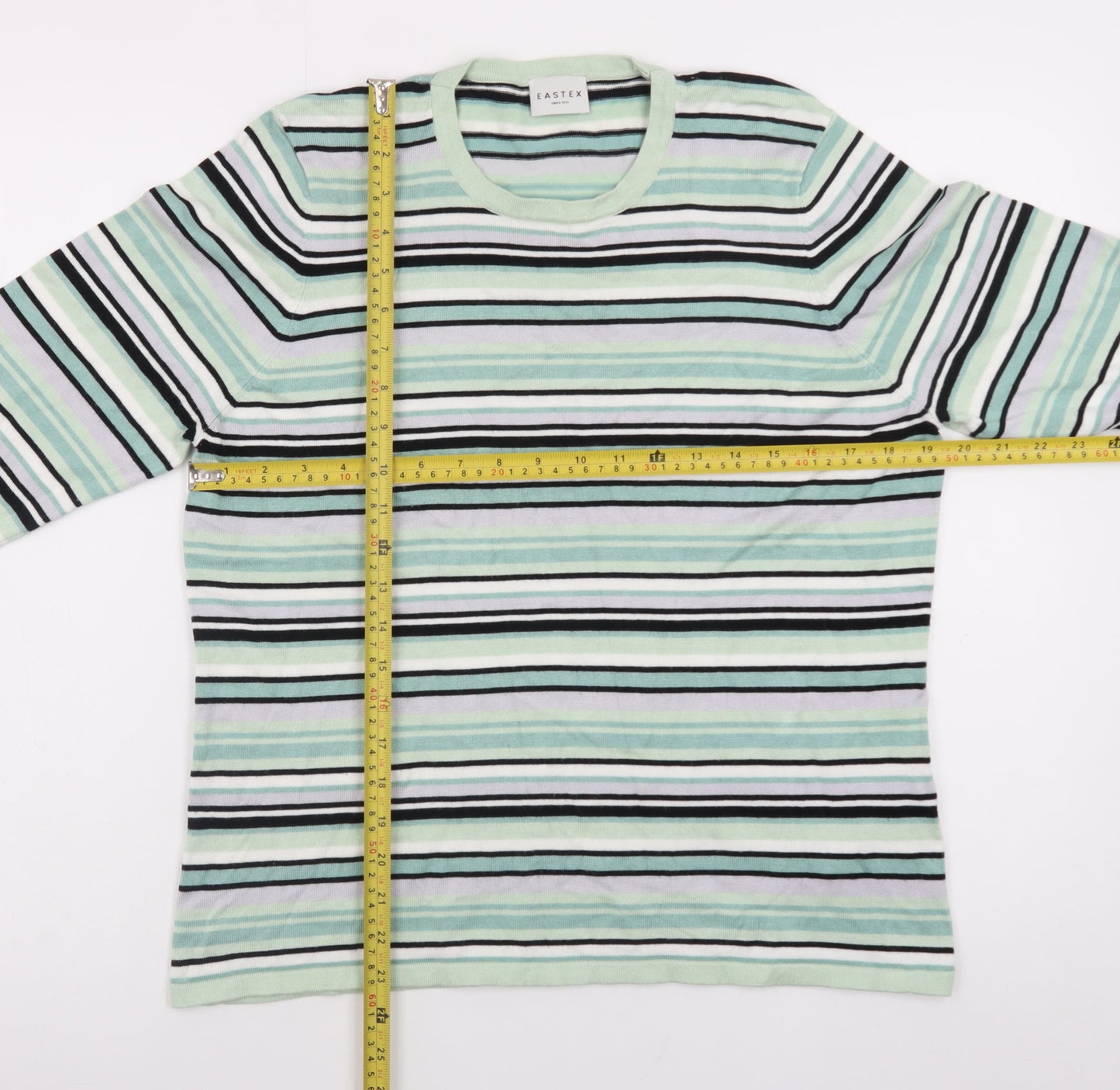 Eastex Women's Multicoloured Striped Crew Neck Jumper Size 16