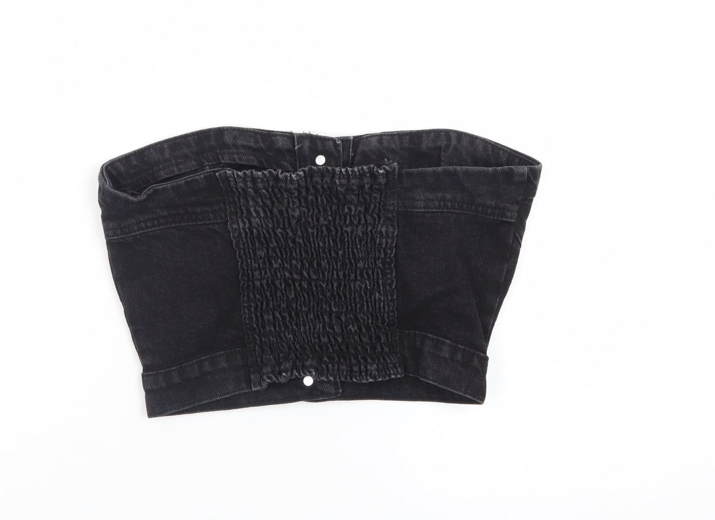 PrettyLittleThing Womens Black Cropped Denim Strapless Top S