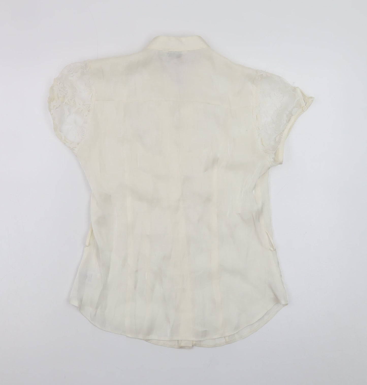 New Look Women's Ivory Short Sleeve Collared Blouse Size 12
