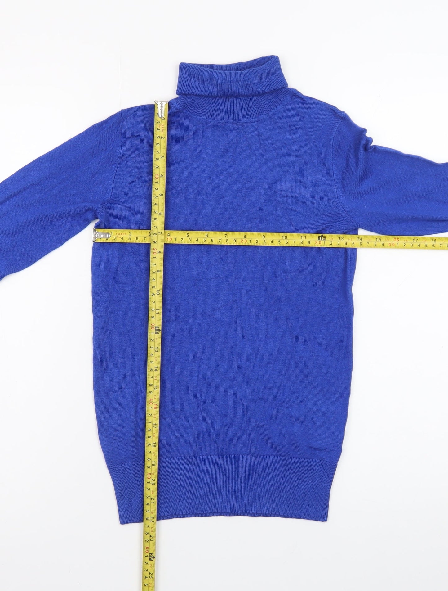 Dunnes Stores Women Blue Roll Neck Long Sleeve Jumper Size S