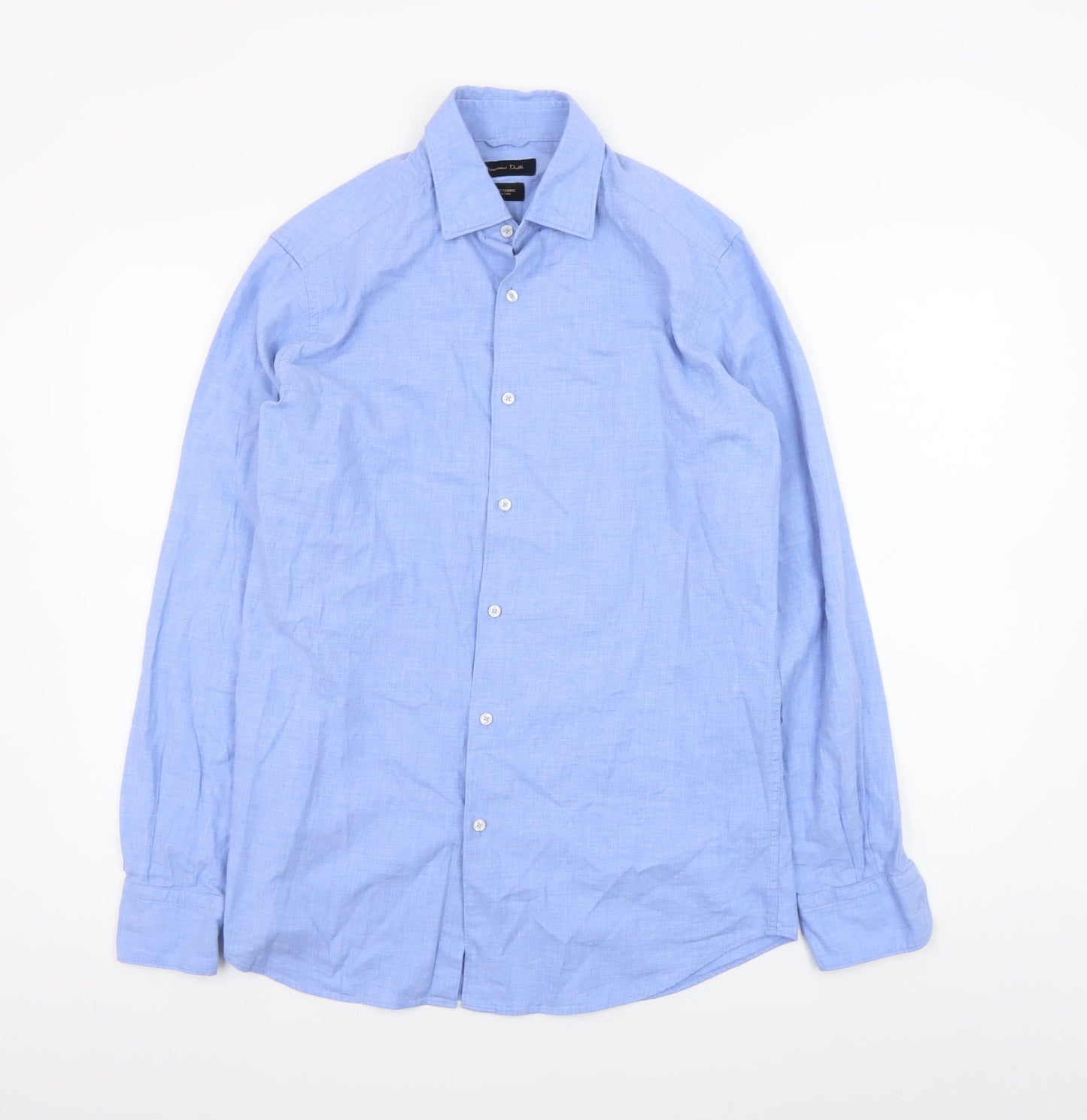 Massimo Dutti Men's Blue Linen Button-Up Shirt Size S Regular Fit