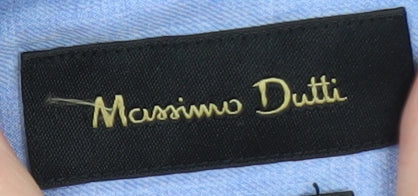Massimo Dutti Men's Blue Linen Button-Up Shirt Size S Regular Fit