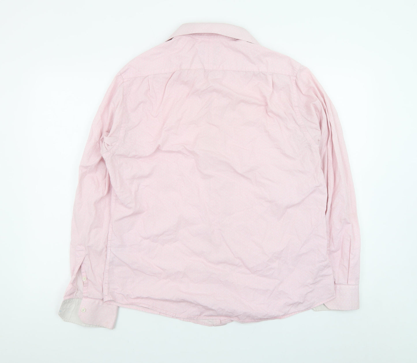 Jeff Banks Men’s Pink Pure Cotton Long Sleeve Button-Up Shirt Size 16