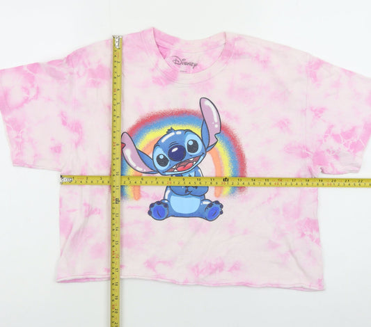 Disney Women Pink Stitch T-Shirt Nightshirt M Cartoon Graphic