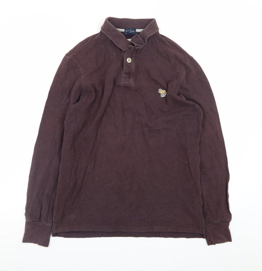 Paul Smith Mens Brown Long Sleeve Cotton Polo Shirt Size S