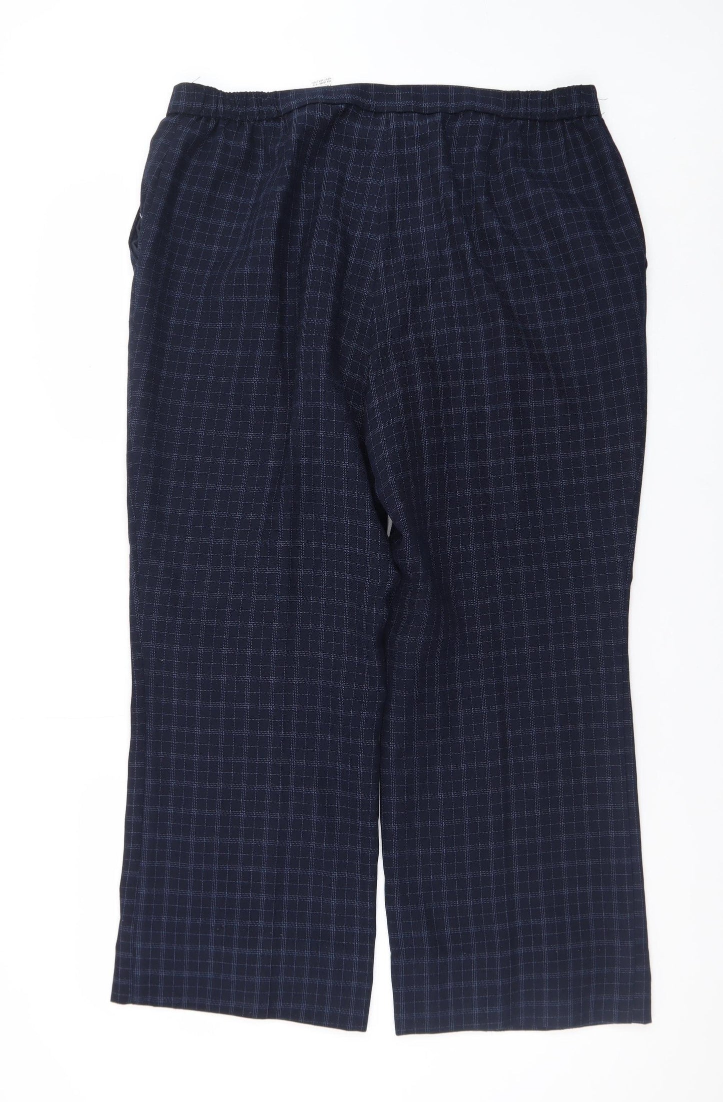 Marks and Spencer Men's Blue Check Pleated Trousers Size 18