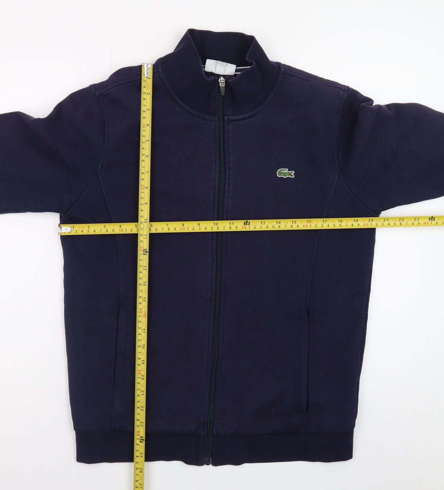 Lacoste Men Blue Full Zip Cotton Jacket Size M Regular Fit