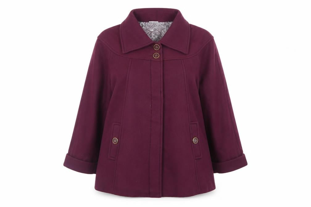 Anne De Lanҫay Womens Purple Polyester Mid-Length Coat Size 18