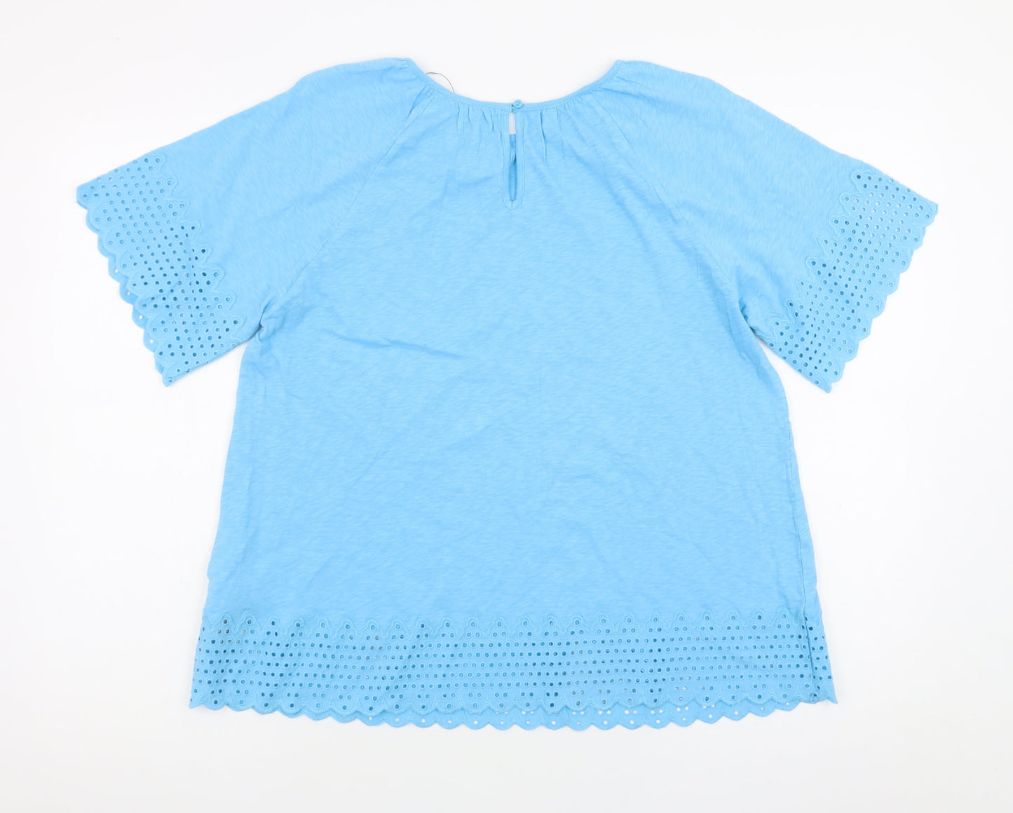 Marks and Spencer Women Blue Cotton Embroidered Tunic Blouse Size 6