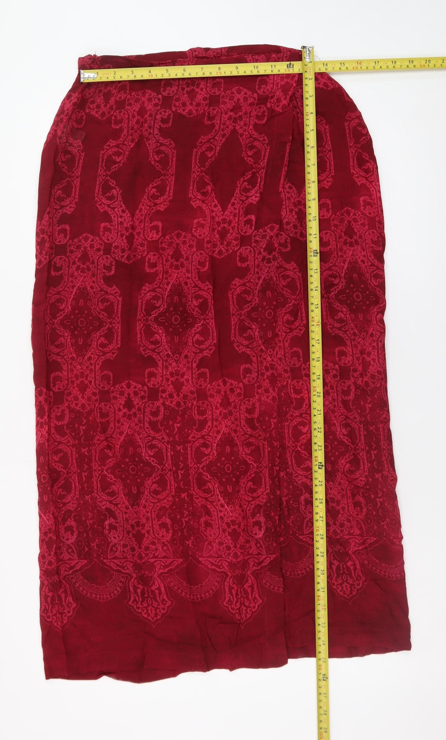 Principles Womens Red Paisley Midi Viscose Skirt Size 12
