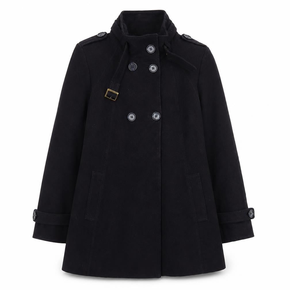 Great Plains Women's Black L Trench Coat Belted Mid-Length Jacket