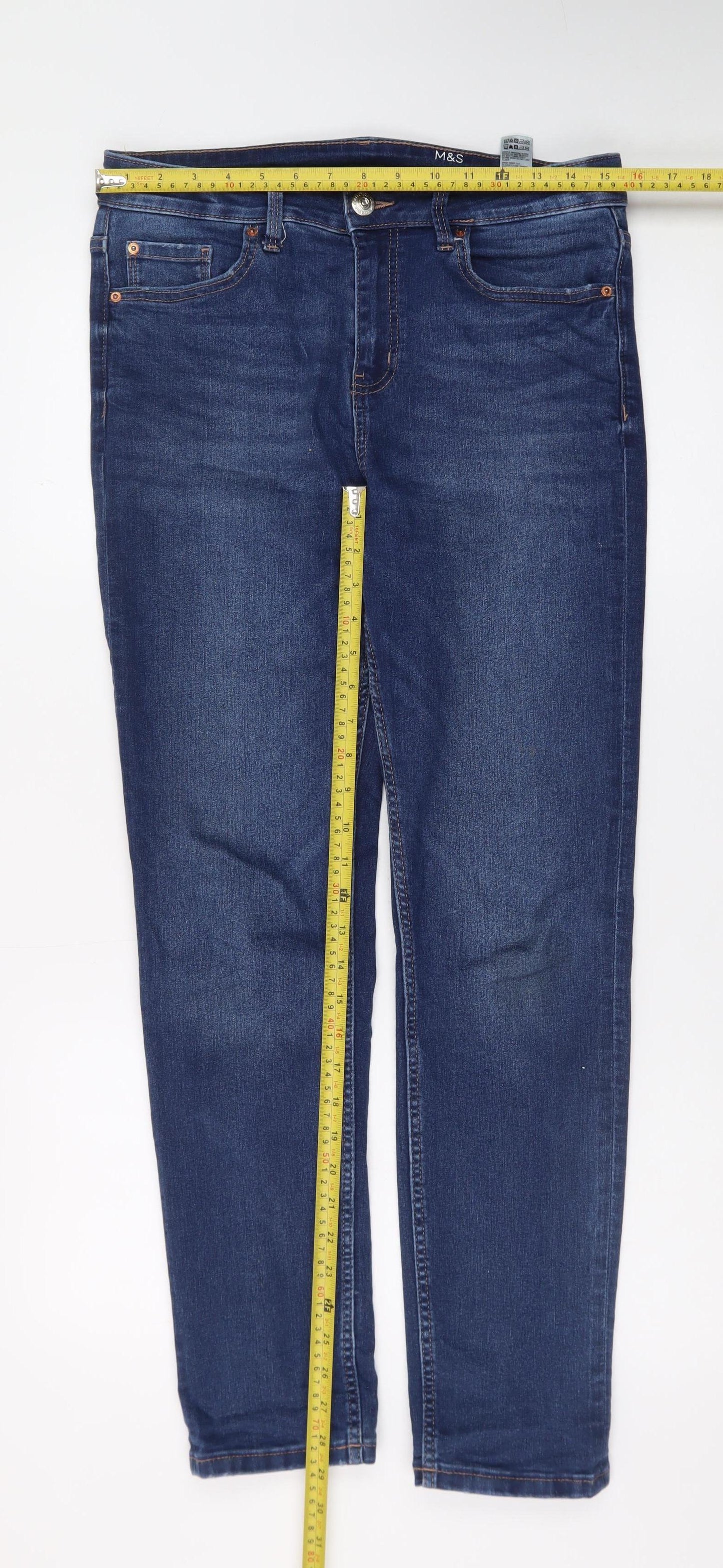 Marks and Spencer Women's Blue Skinny Jeans Size 12 Regular