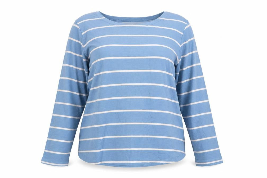 Carolyn Donnelly Women’s Blue Striped Cotton Long Sleeve T-Shirt XL