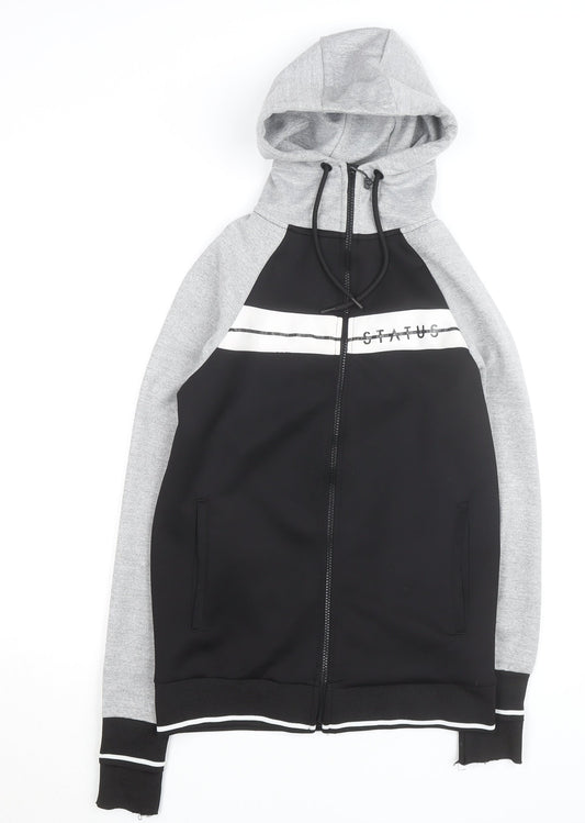 Status London Men's Black Grey Full Zip Hoodie XS