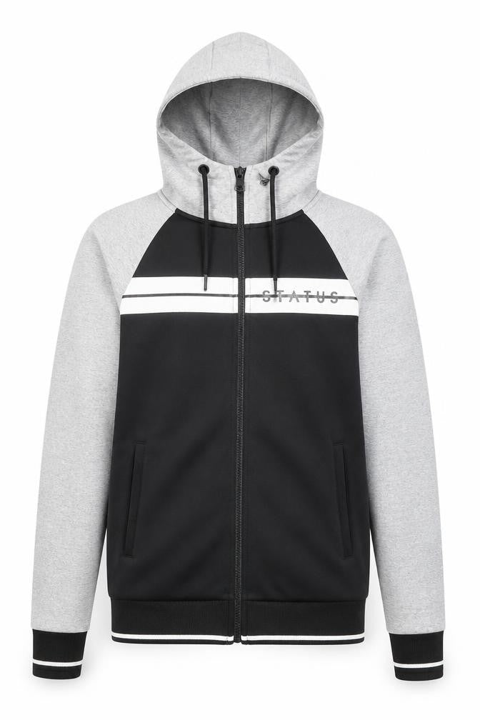 Status London Men's Black Grey Full Zip Hoodie XS