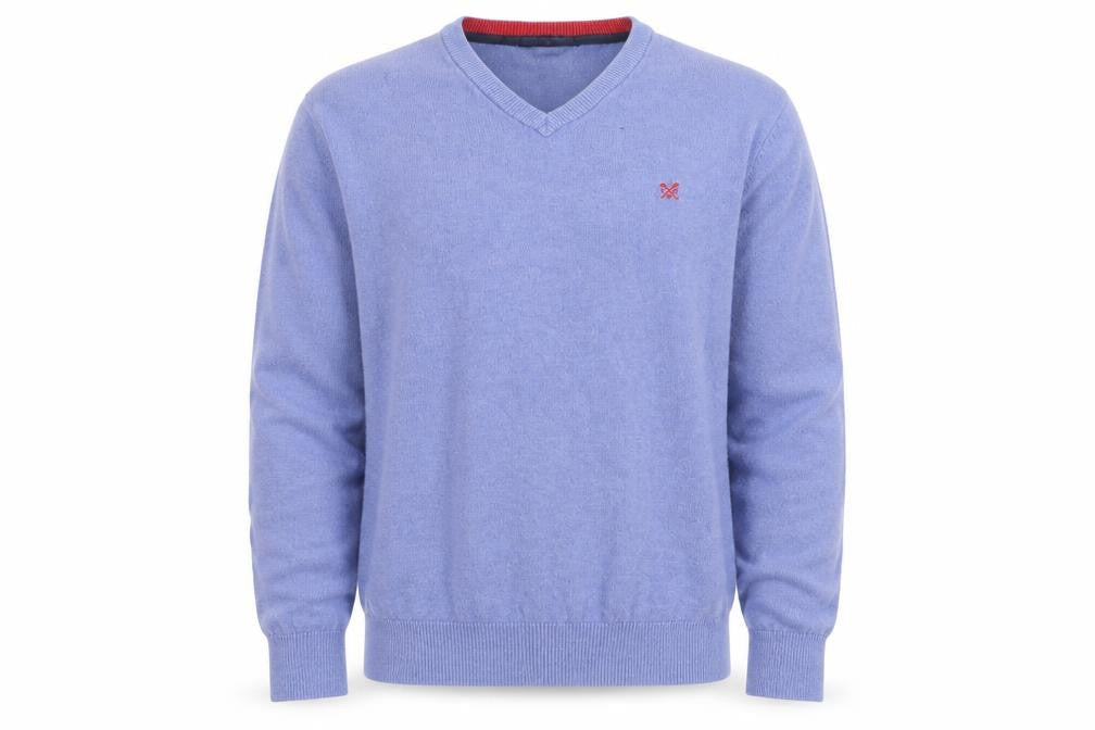 J.Crew Men's Blue Cotton Cashmere V-Neck Jumper Size L
